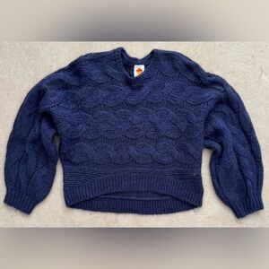 FARM Rio Navy Cable Knit Sweater